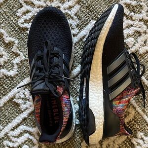 Adidas Black Multicolor Woven Sneakers EUC